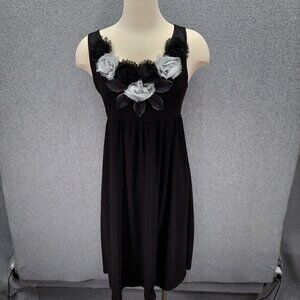 Nic & Dom Sleeveless Black Dress With Floral Embellishments